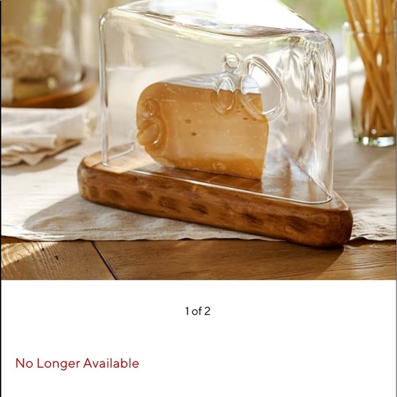 Pottery Barn Large Handmade Glass and Wood Cheese Shaped Cheese Cloche 🧀 🐭🍷 - Picture 16 of 16